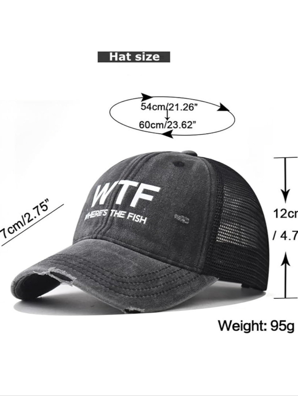 Men's Baseball Caps, WTF, Breathable mesh Outdoor Cap Unisex, Dad Trucker - Picture 2 of 7
